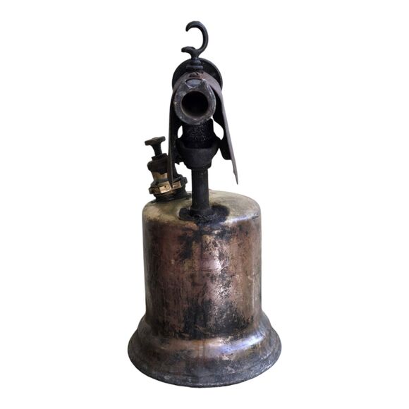 Antique C&L Clayton Lambert Brass Blow Torch Detroit USA Wood Handle Welding - Picture 2 of 8